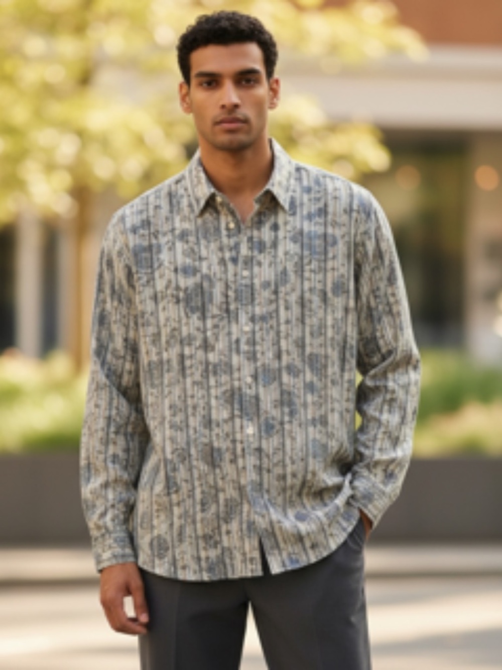 Luxury Equilibrio Men's Long-Sleeve Button-Down Couture Dress Shirt Size XL